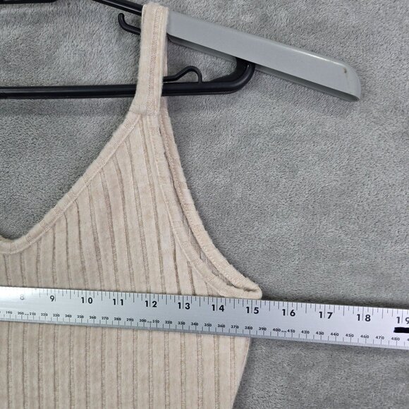 Womens 2pc SHEIN Cream Ribbed Mock Layer Dress Long Sleeve Bodycon Size S - Picture 10 of 11